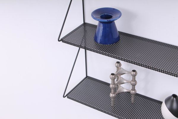 Perforated Black Metal Shelving Unit by Tjerk Reijenga for Pilastro, 1950s-XT-1360450