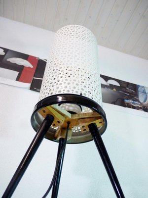 Perforated Metal Floor Lamp in Black and White in the Style of Stilnovo, Italy, 1950s-DEK-1122872