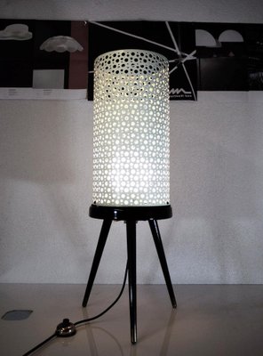 Perforated Metal Floor Lamp in Black and White in the Style of Stilnovo, Italy, 1950s-DEK-1122872