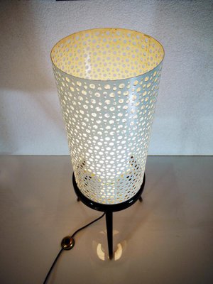 Perforated Metal Floor Lamp in Black and White in the Style of Stilnovo, Italy, 1950s-DEK-1122872