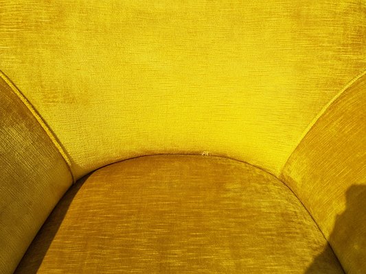 Perla Armchairs in Yellow Velvet and Wood by Guglielmo Veronesi for Isa Bergamo, 1952, Set of 2-RD-1764419