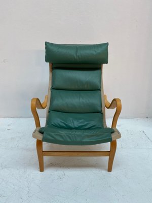 Pernilla 69 Armchair in Green Leather by Bruno Mathsson for Dux, 1960s-QVY-1752540