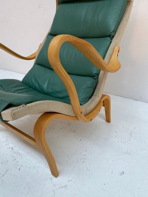 Pernilla 69 Armchair in Green Leather by Bruno Mathsson for Dux, 1960s-QVY-1752540