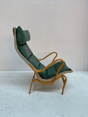 Pernilla 69 Armchair in Green Leather by Bruno Mathsson for Dux, 1960s-QVY-1752540