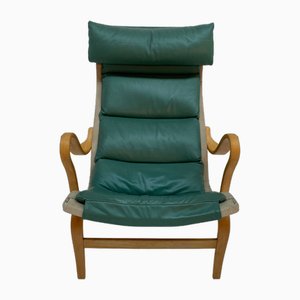 Pernilla 69 Armchair in Green Leather by Bruno Mathsson for Dux, 1960s-QVY-1752540