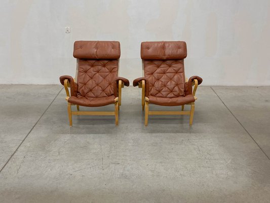 Pernilla 69 Lounge Chair with Ottoman by Bruno Mathsson for Dux, 1990s, Set of 4-WMP-1843405