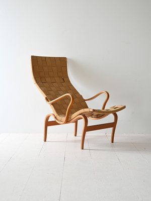 Pernilla Armchair and Foot Stool by Bruno Mathsson, 1960s-QWP-2042045