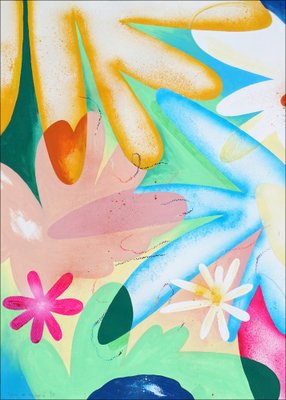 Perrine Honoré, Rainbow Flowers Diptych, 2024, Acrylic & Oil Crayon on Watercolor Paper-RWC-2036546