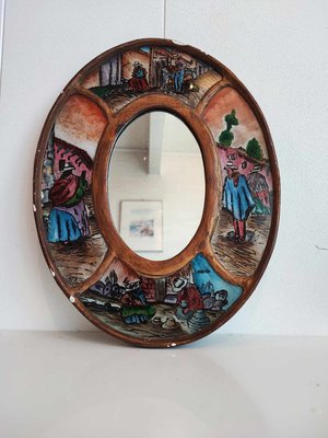 Peruvian Mirror Painted on Glass, 1950s-CAQ-2033768