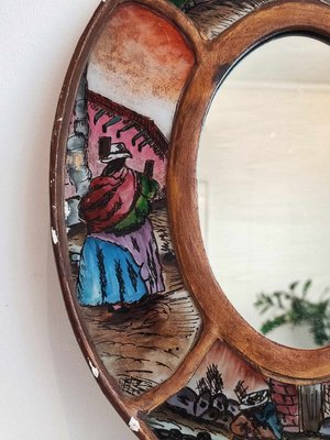 Peruvian Mirror Painted on Glass, 1950s-CAQ-2033768