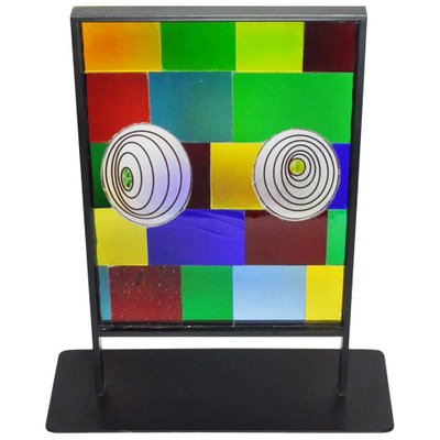 Peter Stuhr, Abstract Geometric Chameleon Sculpture, 2005, Steel & Stained Glass-HPQ-1408841