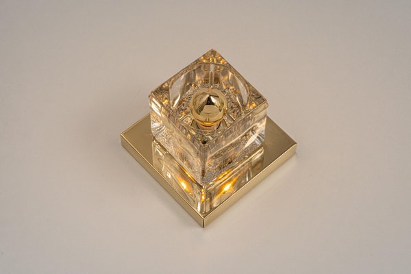 Petite Crystal Glass & Brass Wall Sconce from Peill & Putzler, Germany, 1970s-UGR-1156574