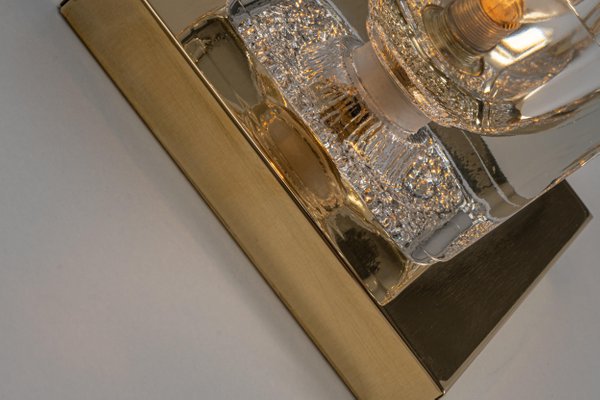 Petite Crystal Glass & Brass Wall Sconce from Peill & Putzler, Germany, 1970s-UGR-1156574