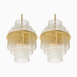 Petite Crystal Glass Rod Pendant Light, Germany, 1970s-UGR-1086307