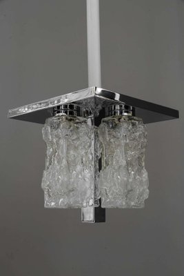 Petite German Square Nickel-Plated Ice Glass Flush Mount from Hillebrand, 1970s-SPD-1086877