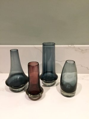 Petite Modern Finnish Glass Vase by Erkkitapio Signs for Riihimaki, Set of 4-SU-1091841