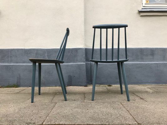 Petrol Blue J77 Chairs by Folke Pålsson for FDB, 1963, Set of 2-LCR-879113