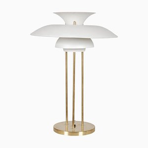 PH-5 Brass Table Lamp with White Shades by Poul Henningsen, 1970s-MTD-1400870