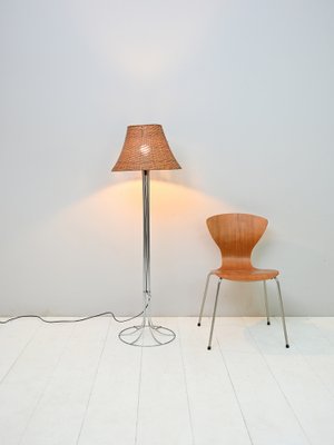 Piano Lamp with Lampshade in Rattan, 1960s-QWP-1740853