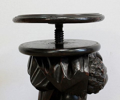 Piano Stool in Blackened & Patinated Wood, 19th Century-RVK-1009977