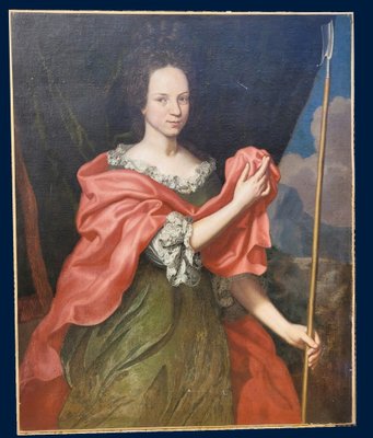 Picker, Large Portrait of Woman, 18th Century, Oil on Canvas, Framed-SYQ-1796994