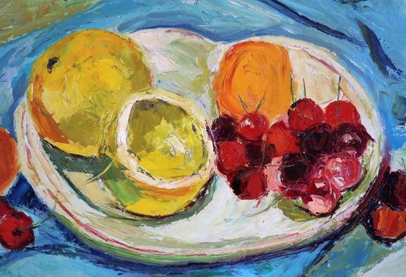 Piero Leo, Still Life with Fruit, 1974, Oil on Faesite, Framed-IYX-1728880