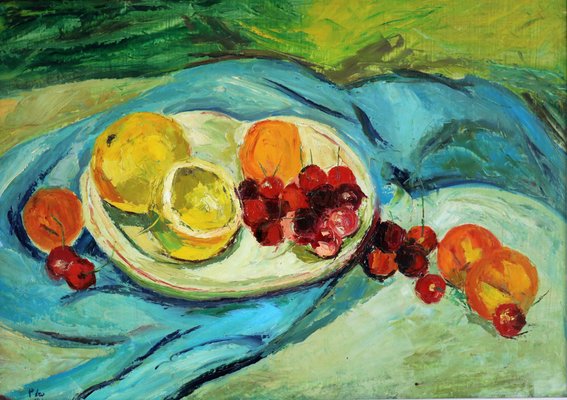 Piero Leo, Still Life with Fruit, 1974, Oil on Faesite, Framed-IYX-1728880