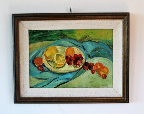 Piero Leo, Still Life with Fruit, 1974, Oil on Faesite, Framed-IYX-1728880