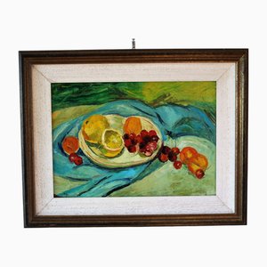 Piero Leo, Still Life with Fruit, 1974, Oil on Faesite, Framed-IYX-1728880