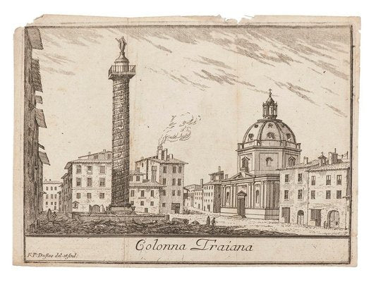 Pierre Duflos, Colonna Traiana, Original Lithograph on Paper, 19th Century-ZCI-820946