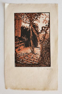 Pierre-Eugène Vibert, Forest, Woodcut Print on Paper, 20th Century-ZCI-2025010