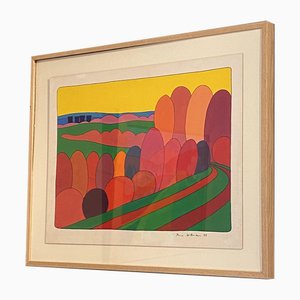 Pierre Wittmann, Yellow Sky, 1970s, Artwork on Paper, Framed-TEP-1757631