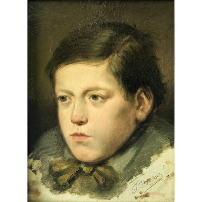 Pietro Bouvier, Portrait of a Boy, 1890s-1910s, Oil on Cardboard-BEW-2042181