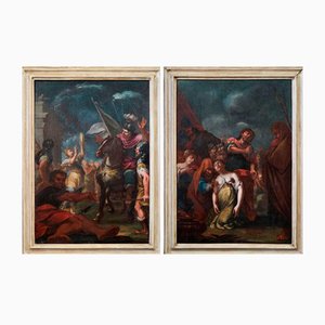 Pietro Dandini, The Sacrifice of Iphigenia and Miriam Playing the Tambourine and Dancing, 1600s-1700s, Oil on Canvases, Set of 2-BEW-2042847