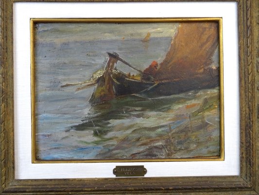 Pietro Fragiacomo, Vela, 1910s, Oil on Board, Framed-MLN-1383953