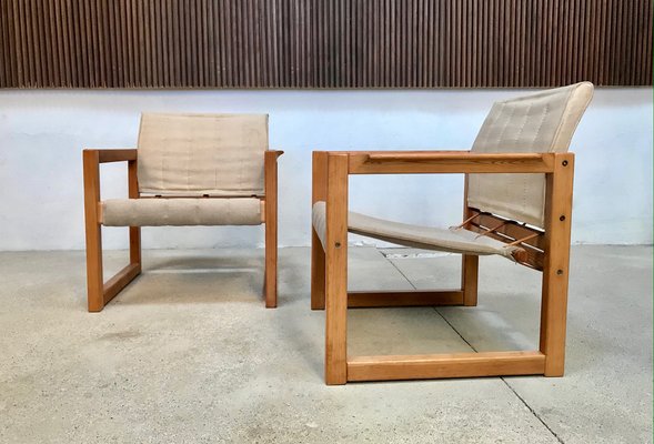 Pine and Canvas Diana Safari Chairs by Karin Mobring for Ikea, 1970s, Set of 2-JP-965011