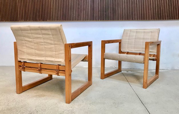 Pine and Canvas Diana Safari Chairs by Karin Mobring for Ikea, 1970s, Set of 2-JP-965011