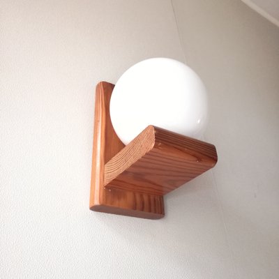 Pine and Glass Wall Lamp, 1980-NTQ-2020177