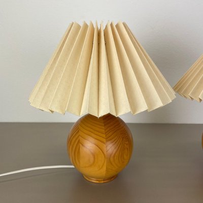 Pine Ball Table Lights, Sweden, 1970s, Set of 2-QZ-1822397