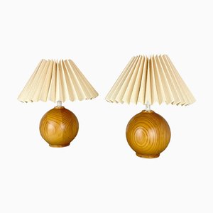 Pine Ball Table Lights, Sweden, 1970s, Set of 2-QZ-1822397