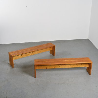 Pine Benches by Charlotte Perriand, 1970s, Set of 2-GJR-2023443