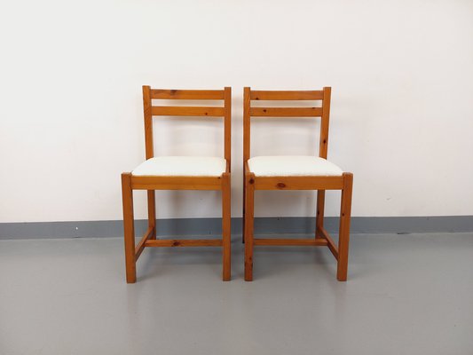 Pine Chairs with Fabric Seats, 1970s, Set of 2-AHO-1811493