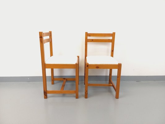 Pine Chairs with Fabric Seats, 1970s, Set of 2-AHO-1811493