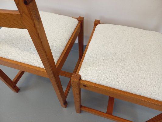 Pine Chairs with Fabric Seats, 1970s, Set of 2-AHO-1811493