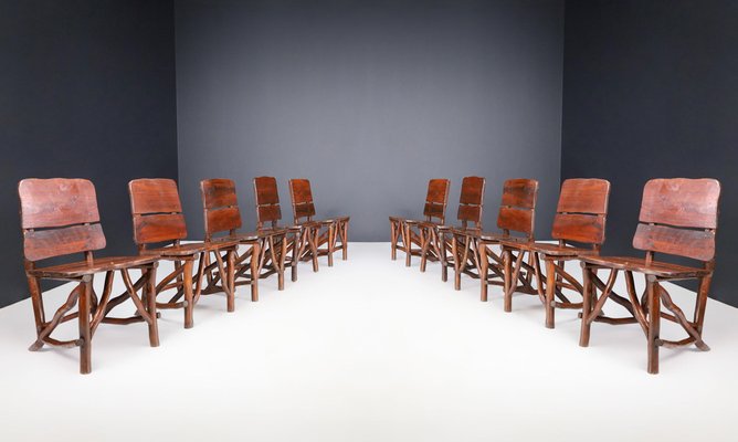 Pine Dining Chairs, France, 1960s, Set of 10-TRW-1738122