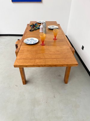 Pine Dining Table from Maison Regain, 1970s-LCU-2024741