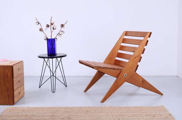 Pine Folding Chair in the style of Pastoe, 1960s-XT-1754662