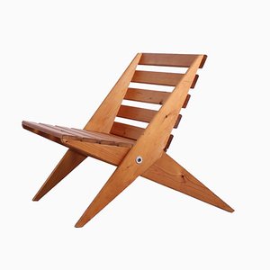 Pine Folding Chair in the style of Pastoe, 1960s-XT-1754662