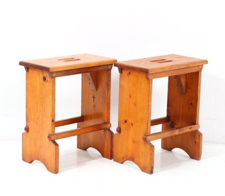 Pine Monastery Stools, 1960s, Set of 2-MY-1444854