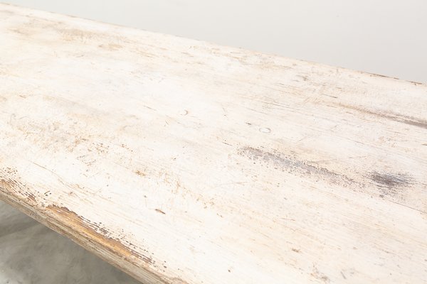 Pine Table with Patina in Rustic White, 1920s-UJE-688523